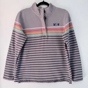 L.L. Bean Women’s Multicolor Striped Button Collared Medium Sweatshirt